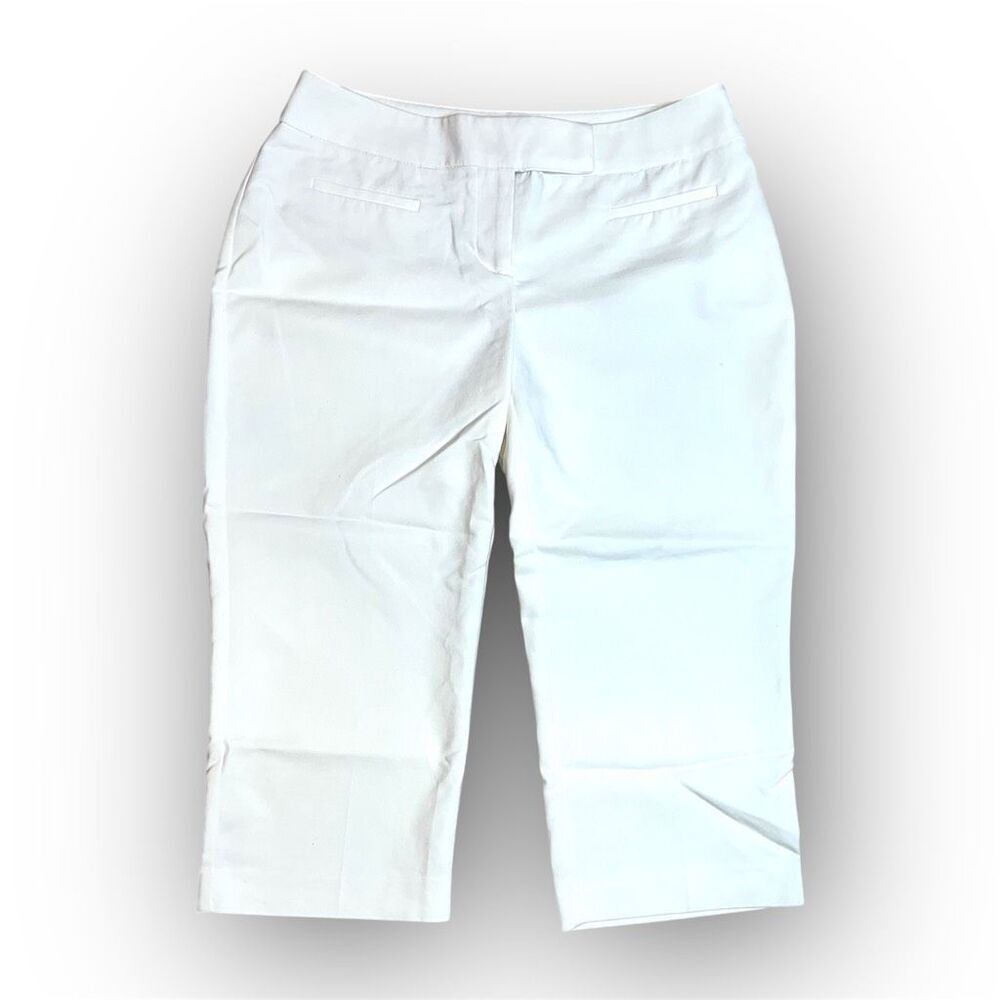 Apt. 9 White Capri Cropped Trouser Pants, Back Slit Pockets, Women’s Petite 6P